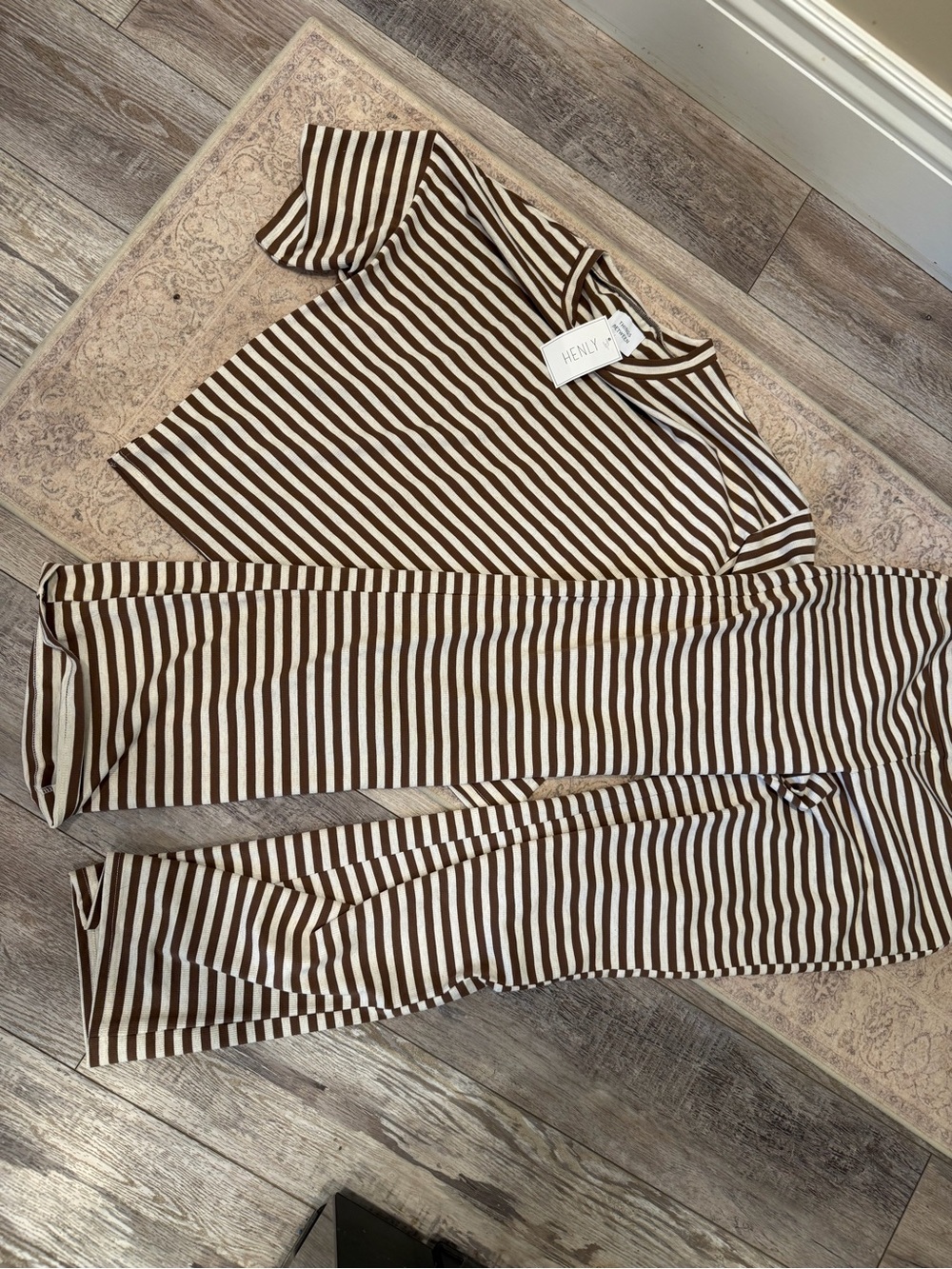 Henly & Co. Brown and Cream Striped Women's Set